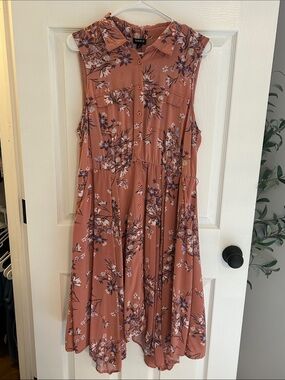 torrid Dusty Rust Floral Sleeveless Button Midi Dress